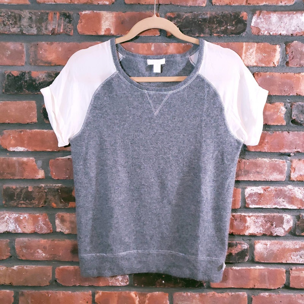 True Religion Gray and White Crew Neck Sweater